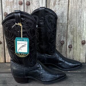 Vintage Dan Post New With Tags Exotic Skin Teju Lizard Women's Cowboy